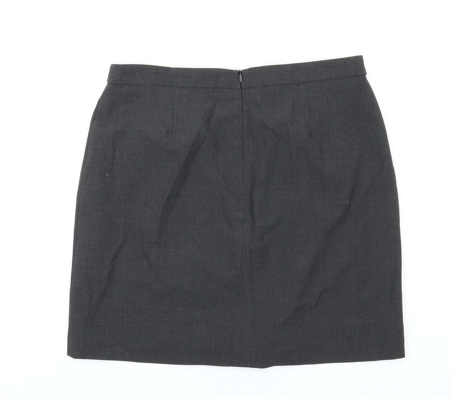 Marks and Spencer Womens Grey Polyester A-Line Skirt Size 12 Zip