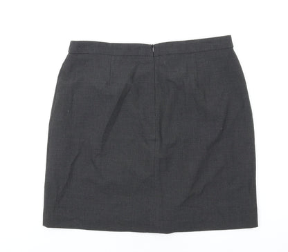 Marks and Spencer Womens Grey Polyester A-Line Skirt Size 12 Zip