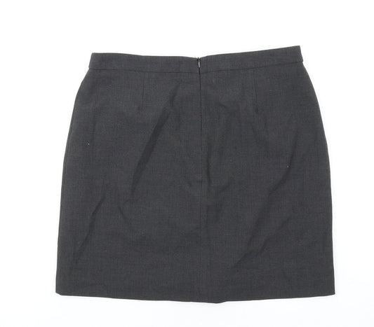 Marks and Spencer Womens Grey Polyester A-Line Skirt Size 12 Zip