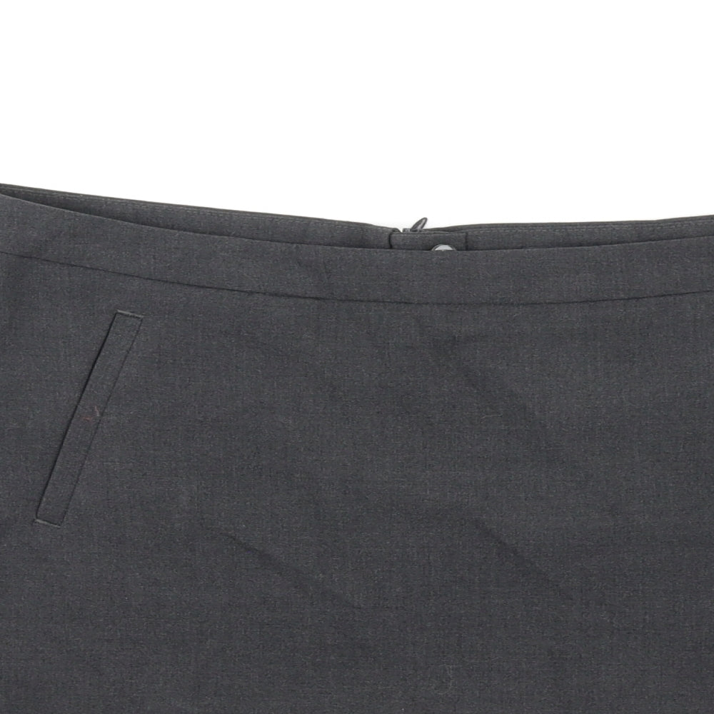 Marks and Spencer Womens Grey Polyester A-Line Skirt Size 12 Zip