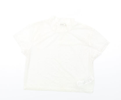 Cotton On Womens Ivory Polyester Cropped T-Shirt Size L Mock Neck