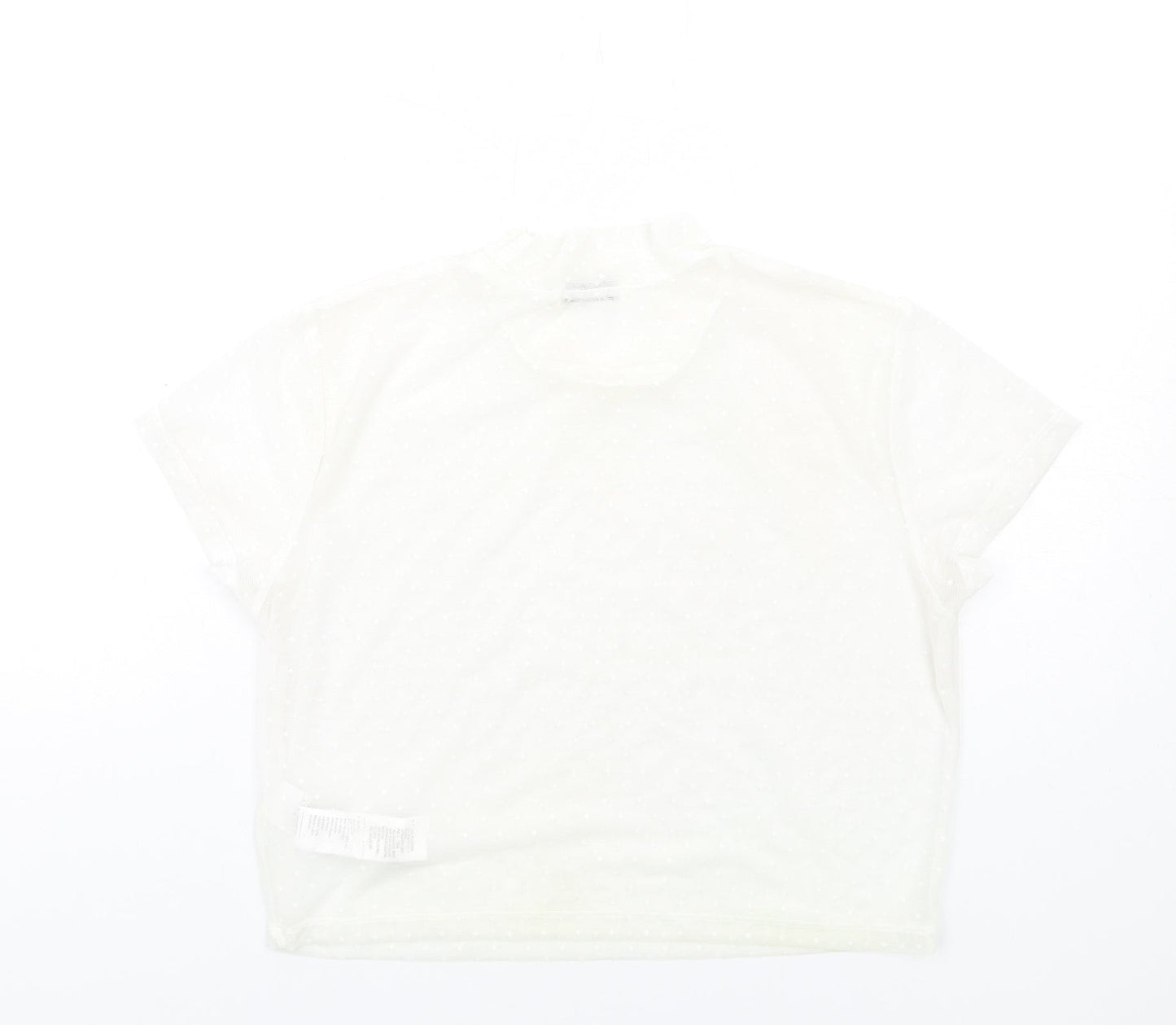 Cotton On Womens Ivory Polyester Cropped T-Shirt Size L Mock Neck