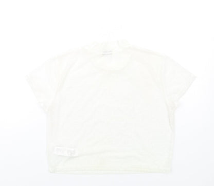 Cotton On Womens Ivory Polyester Cropped T-Shirt Size L Mock Neck