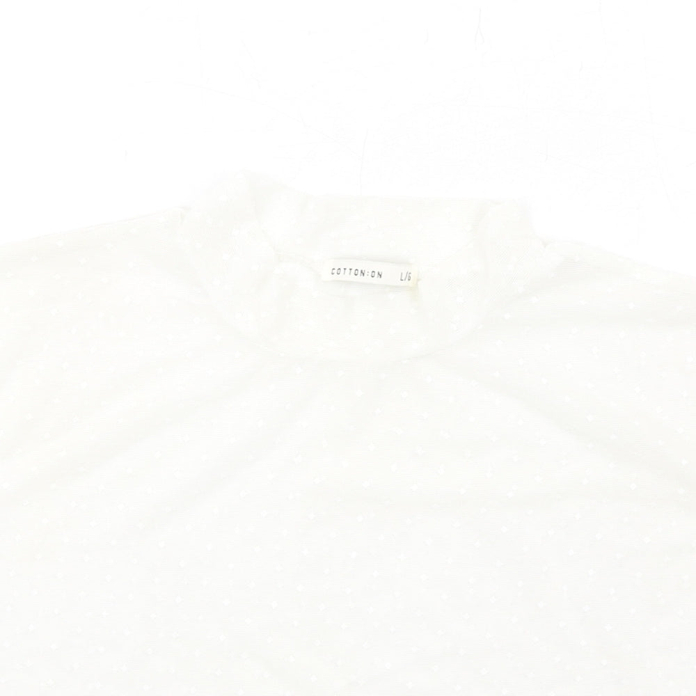 Cotton On Womens Ivory Polyester Cropped T-Shirt Size L Mock Neck