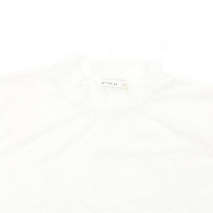 Cotton On Womens Ivory Polyester Cropped T-Shirt Size L Mock Neck