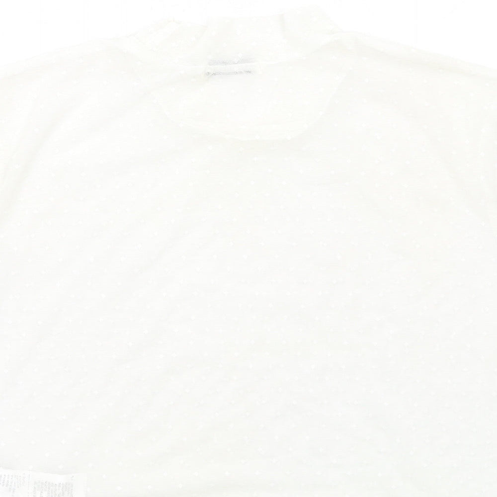 Cotton On Womens Ivory Polyester Cropped T-Shirt Size L Mock Neck