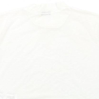 Cotton On Womens Ivory Polyester Cropped T-Shirt Size L Mock Neck