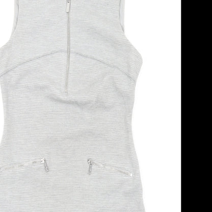 Episode Womens Grey Polyester Pencil Dress Size 8 Round Neck Zip