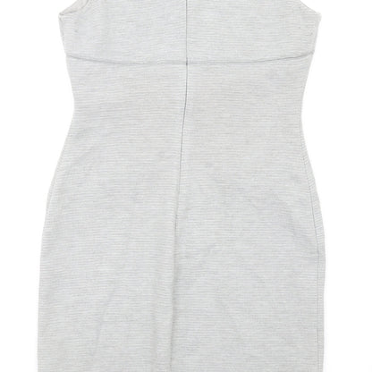 Episode Womens Grey Polyester Pencil Dress Size 8 Round Neck Zip