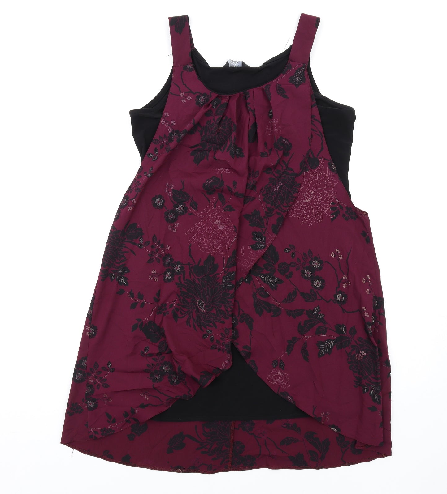 K&D London Womens Purple Floral Polyester A-Line Size 12 Round Neck Pullover