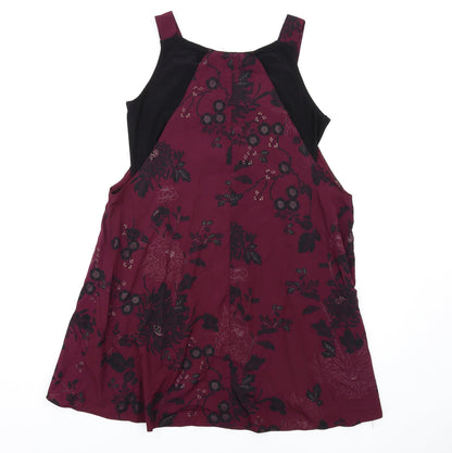 K&D London Womens Purple Floral Polyester A-Line Size 12 Round Neck Pullover