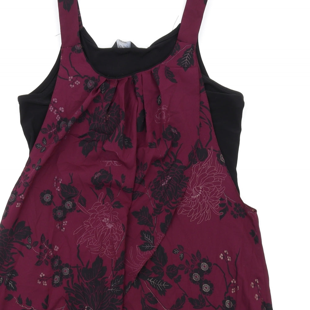 K&D London Womens Purple Floral Polyester A-Line Size 12 Round Neck Pullover