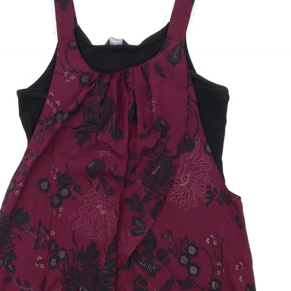 K&D London Womens Purple Floral Polyester A-Line Size 12 Round Neck Pullover
