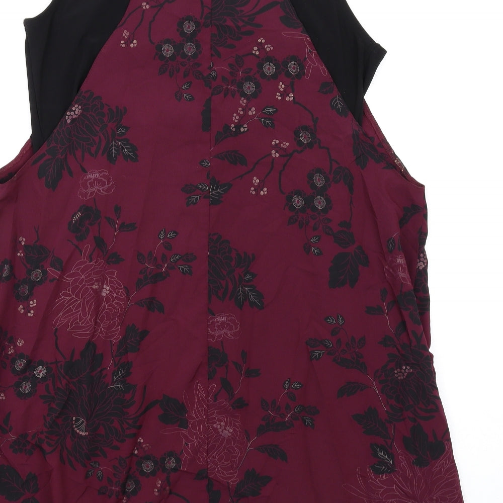 K&D London Womens Purple Floral Polyester A-Line Size 12 Round Neck Pullover
