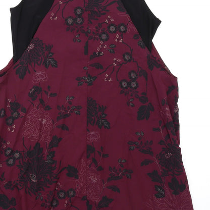 K&D London Womens Purple Floral Polyester A-Line Size 12 Round Neck Pullover