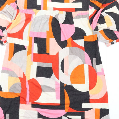 Accessorize Womens Multicoloured Geometric Viscose A-Line Size 10 Square Neck Pullover - Beaded Neckline