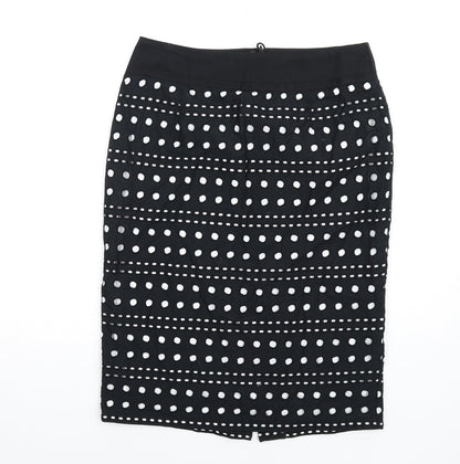 Marks and Spencer Womens Black Cotton Straight & Pencil Skirt Size 12 Zip
