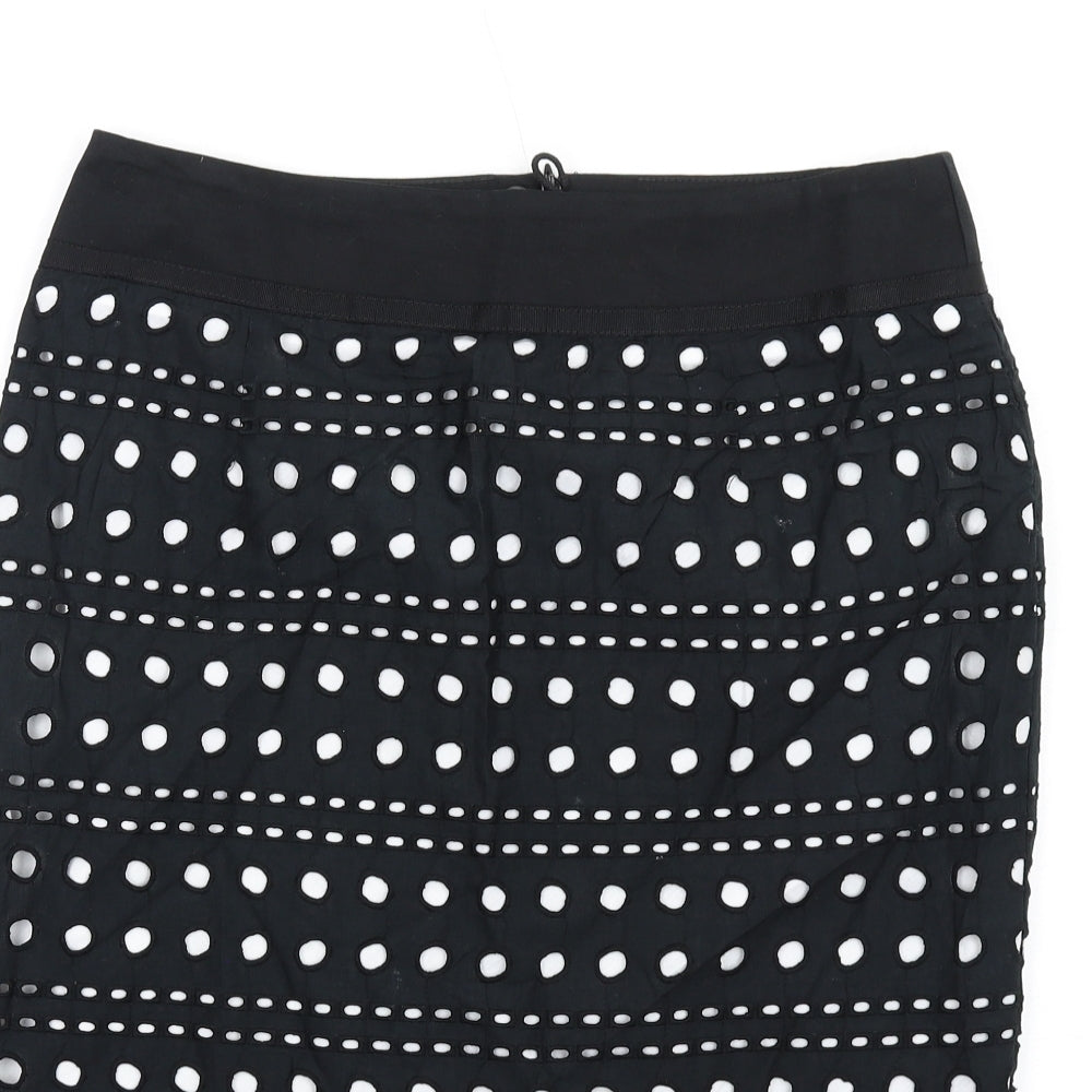 Marks and Spencer Womens Black Cotton Straight & Pencil Skirt Size 12 Zip