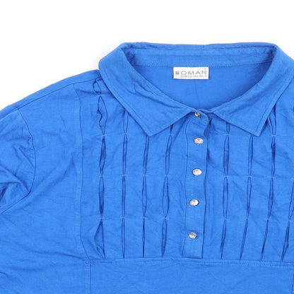Womens UK Size 18 Roman Blue Basic T-Shirt