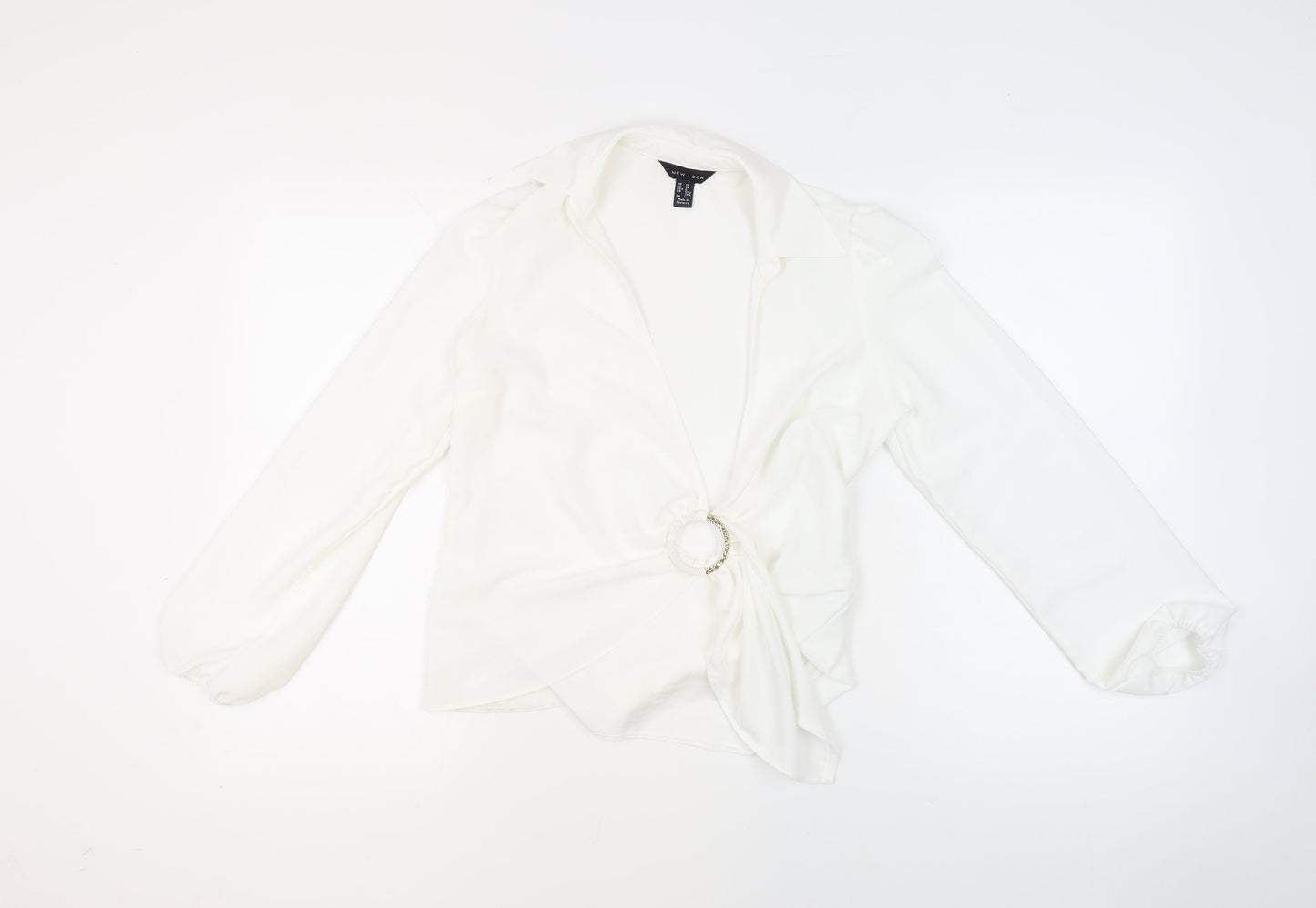 Womens UK Size 10 New Look Ivory Basic Blouse
