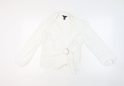 Womens UK Size 10 New Look Ivory Basic Blouse