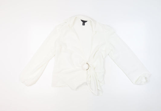 Womens UK Size 10 New Look Ivory Basic Blouse