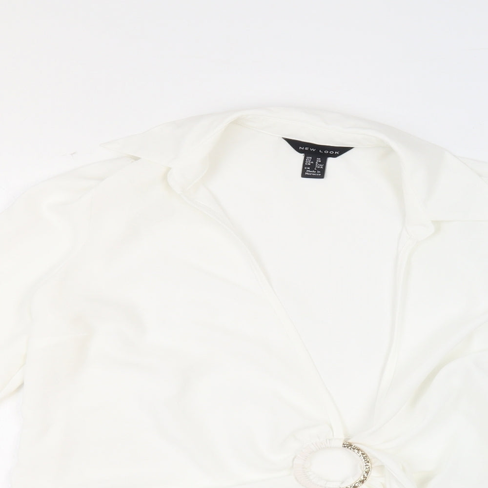 Womens UK Size 10 New Look Ivory Basic Blouse
