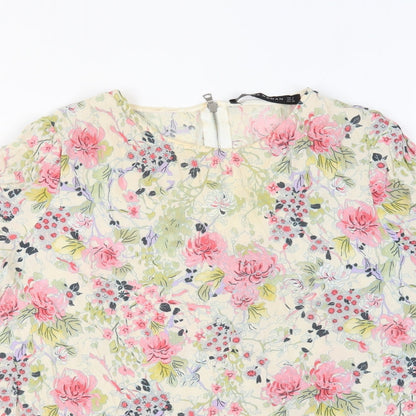 Womens UK Size M Zara Beige Basic Blouse