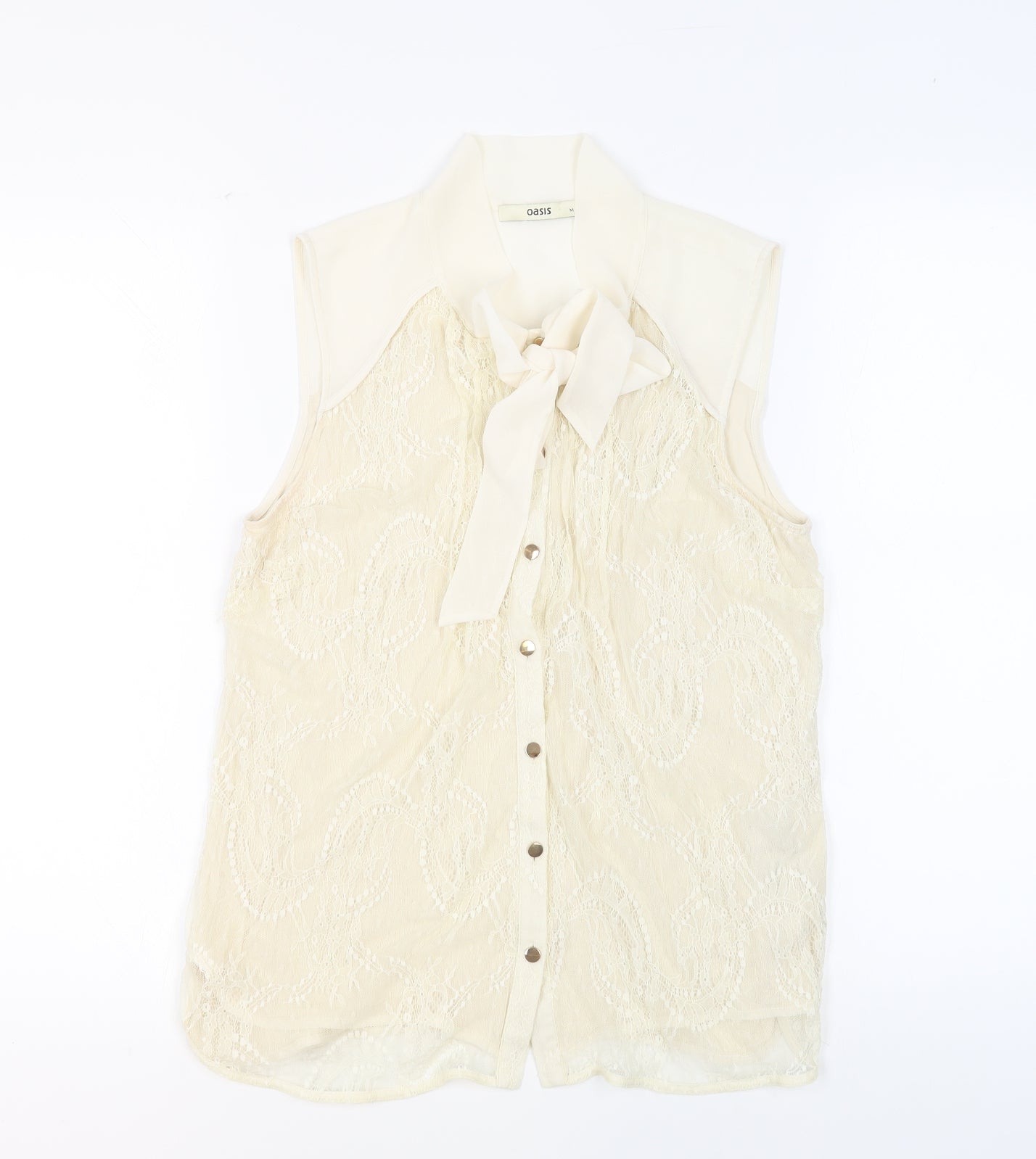 Womens UK Size M Oasis Beige Basic Button-Up