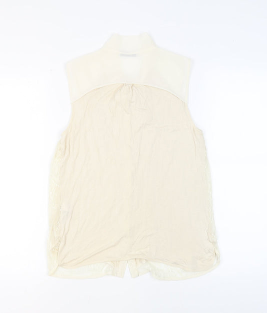 Womens UK Size M Oasis Beige Basic Button-Up