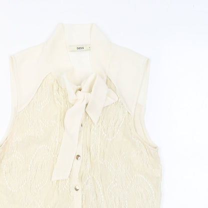Womens UK Size M Oasis Beige Basic Button-Up