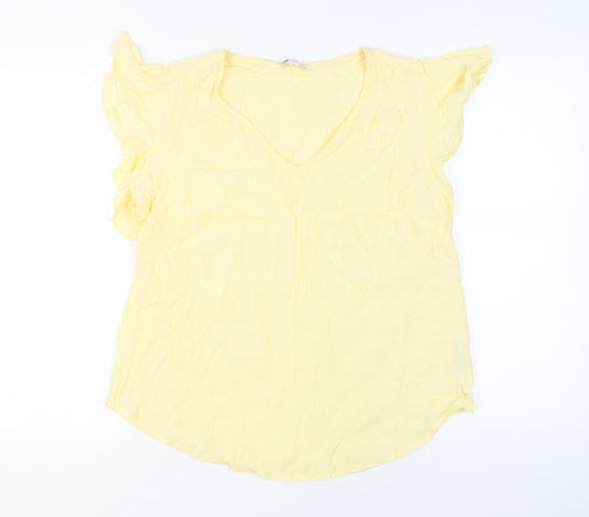 Womens UK Size 10 Monsoon Yellow Basic Blouse