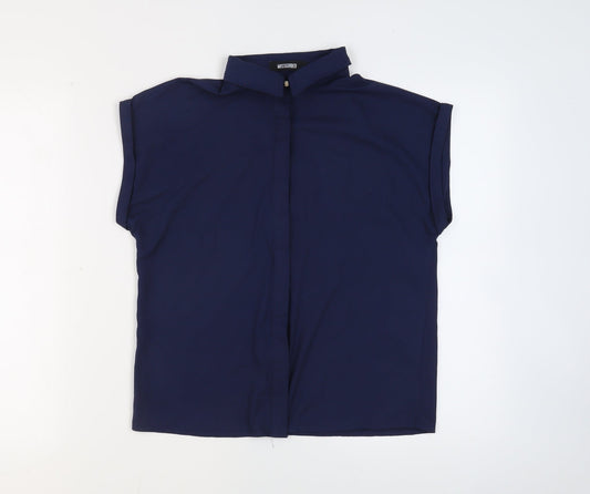 Womens UK Size 8 Missguided Blue Basic Blouse