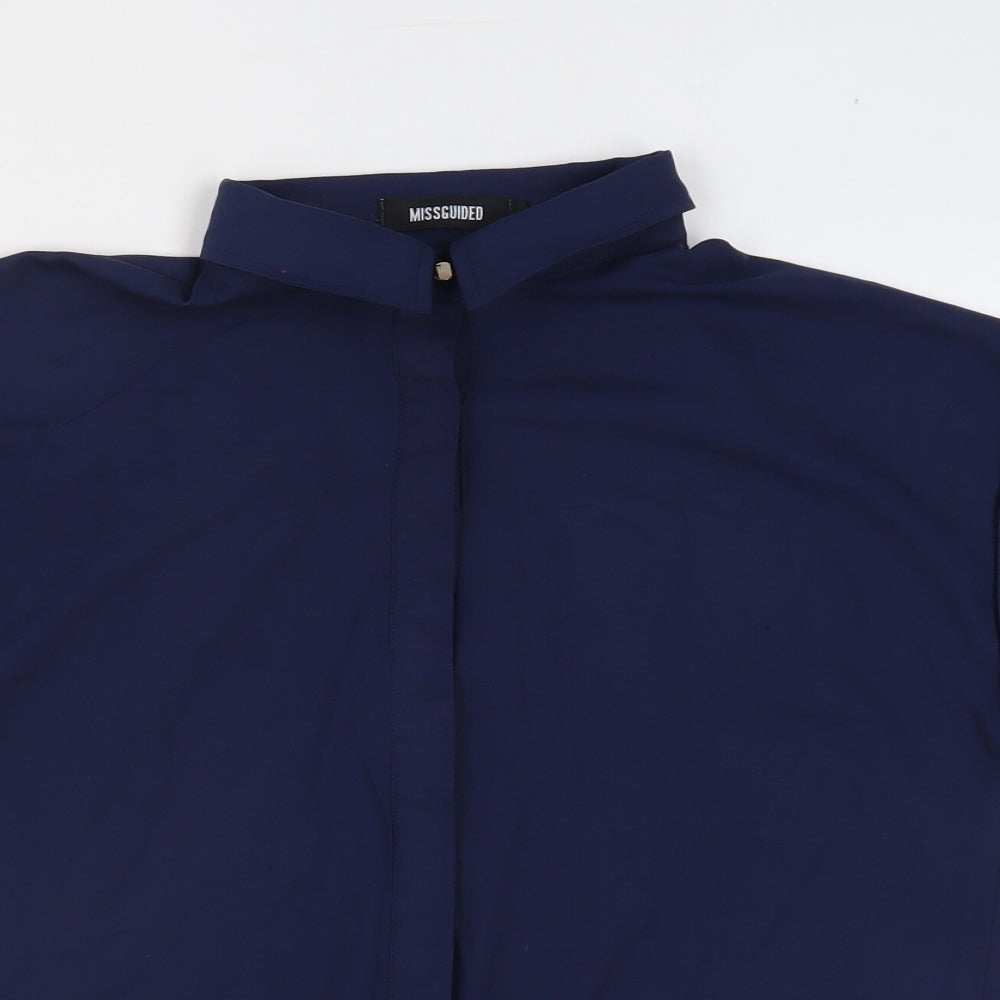 Womens UK Size 8 Missguided Blue Basic Blouse