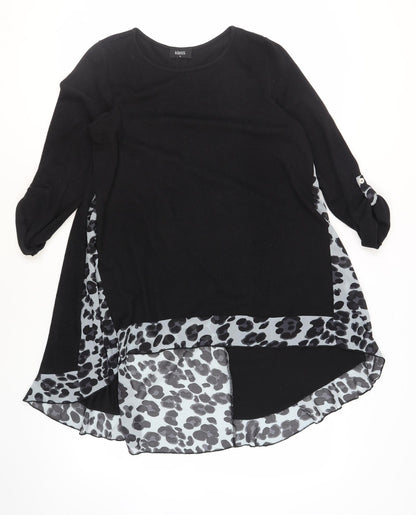 Klass Womens Black Polyester Jumper Dress Size M Boat Neck Pullover - Leopard Print