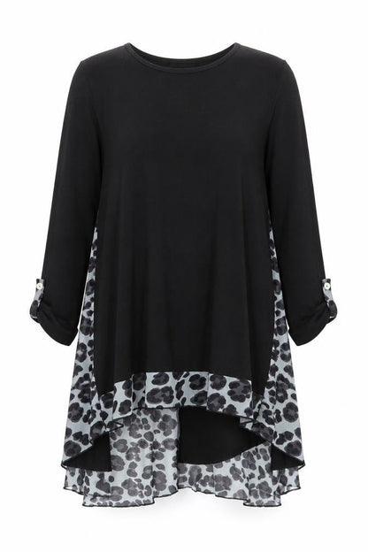 Klass Womens Black Polyester Jumper Dress Size M Boat Neck Pullover - Leopard Print