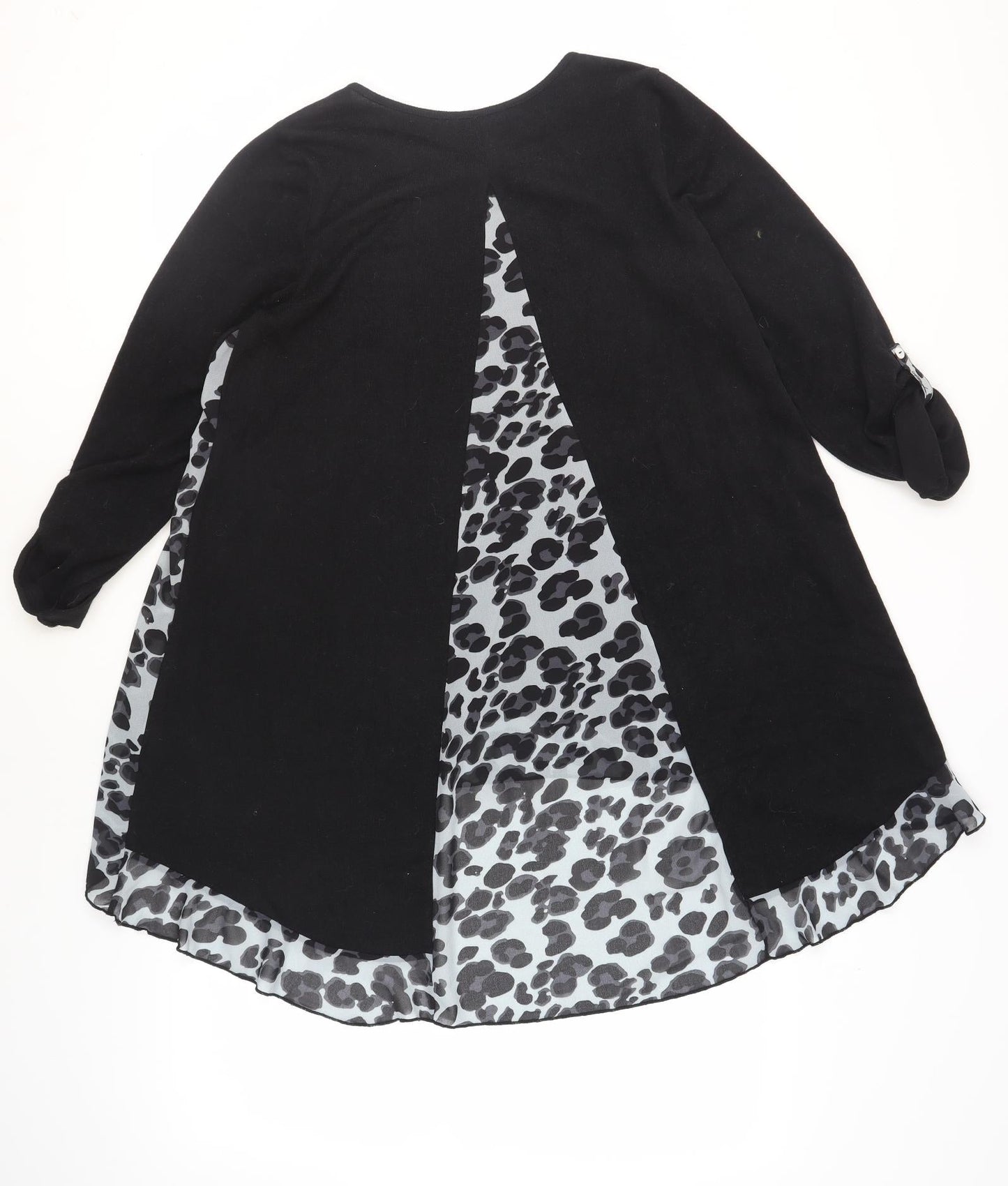 Klass Womens Black Polyester Jumper Dress Size M Boat Neck Pullover - Leopard Print