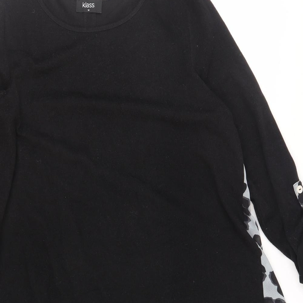Klass Womens Black Polyester Jumper Dress Size M Boat Neck Pullover - Leopard Print