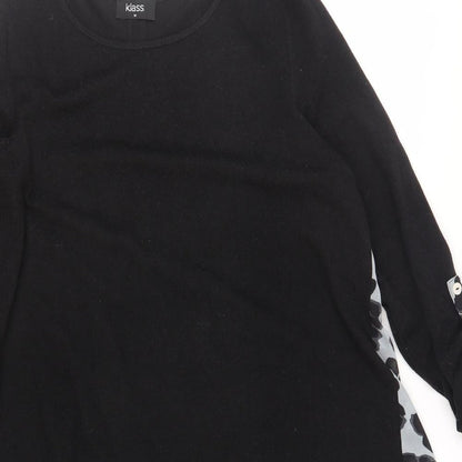 Klass Womens Black Polyester Jumper Dress Size M Boat Neck Pullover - Leopard Print