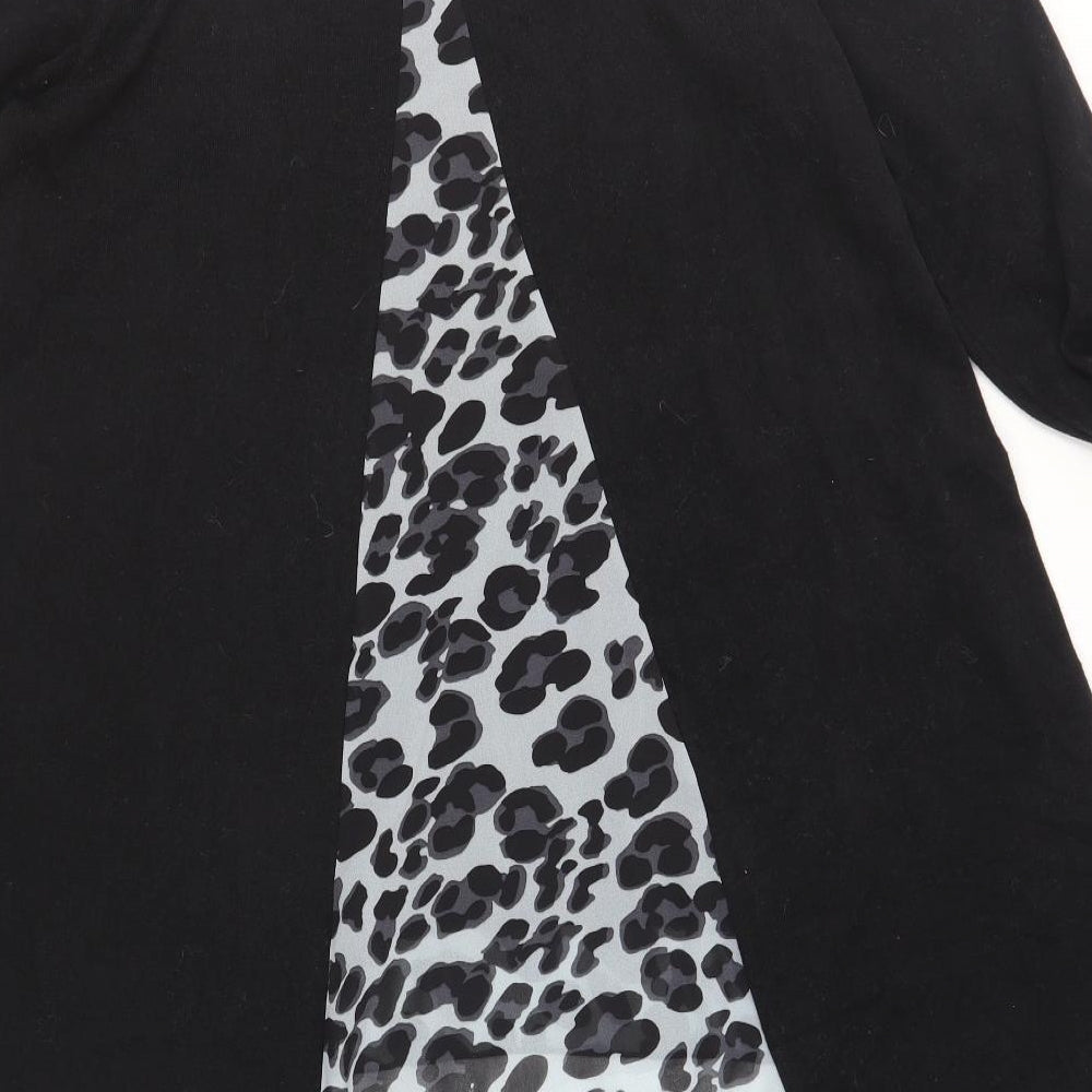 Klass Womens Black Polyester Jumper Dress Size M Boat Neck Pullover - Leopard Print