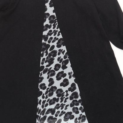 Klass Womens Black Polyester Jumper Dress Size M Boat Neck Pullover - Leopard Print