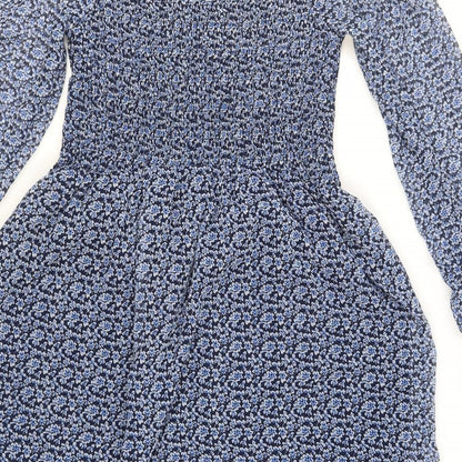 Miss Selfridge Womens Black Floral Polyester Mini Size 12 Boat Neck Pullover - Shired