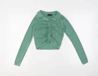 Womens UK Size 6 PRETTYLITTLETHING Green Basic Button-Up