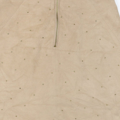 BiBA Womens Beige Polyester A-Line Skirt Size 8 Zip - Studded
