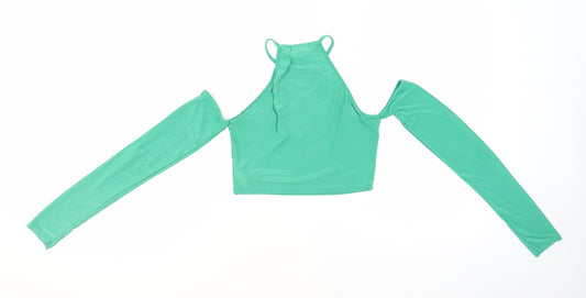 Womens UK Size 8 PRETTYLITTLETHING Green Cropped Blouse