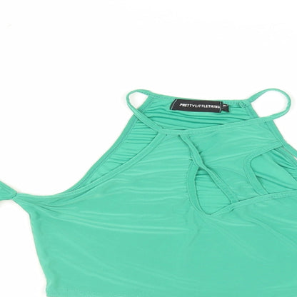 Womens UK Size 8 PRETTYLITTLETHING Green Cropped Blouse