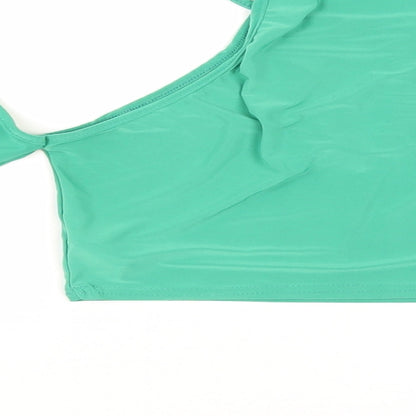 Womens UK Size 8 PRETTYLITTLETHING Green Cropped Blouse