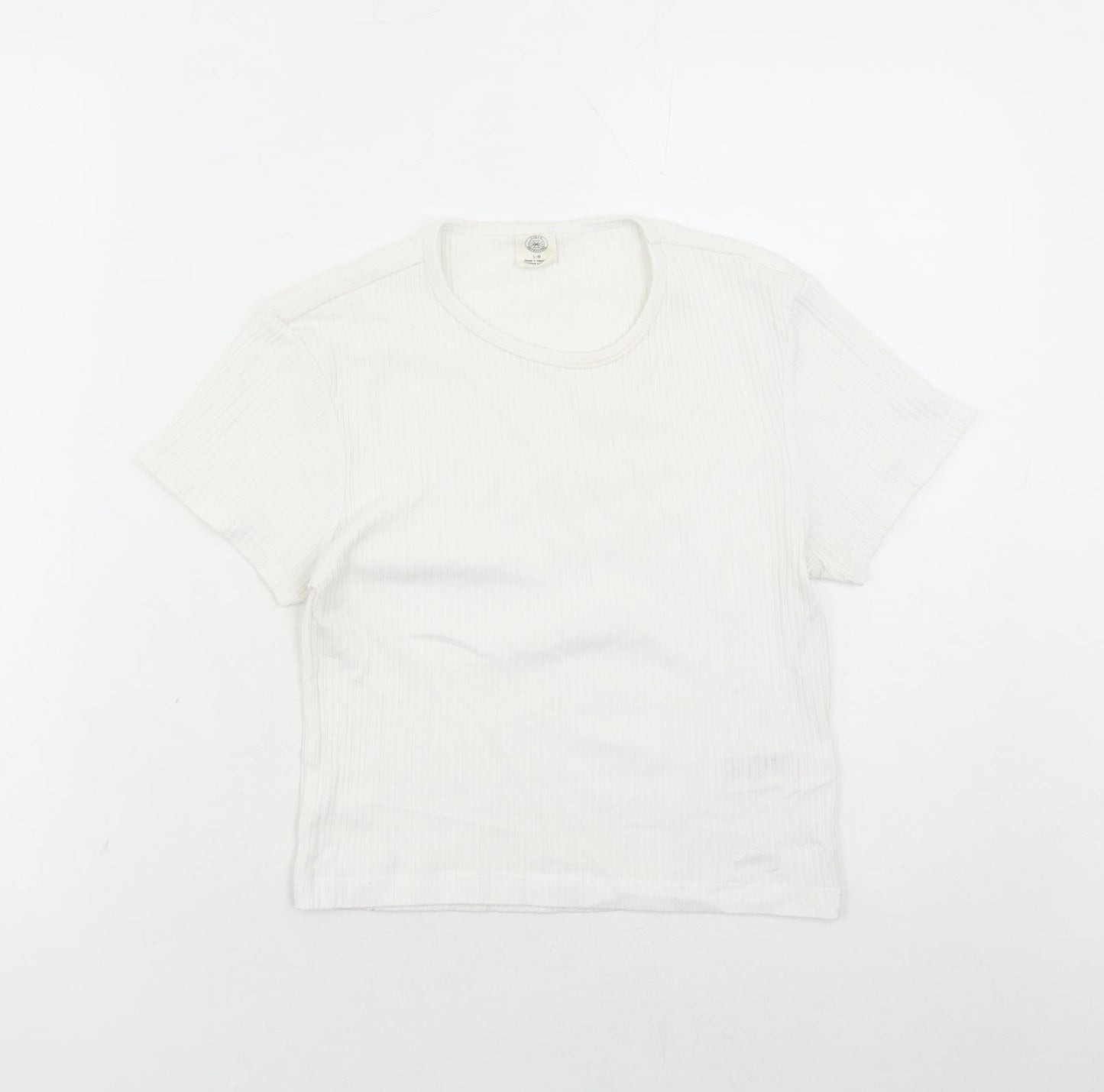 Womens UK Size L Urban Outfitters White Cropped T-Shirt