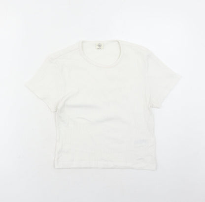 Womens UK Size L Urban Outfitters White Cropped T-Shirt