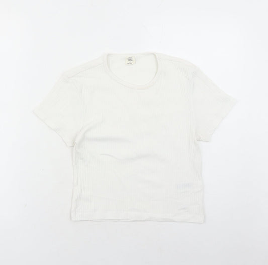 Womens UK Size L Urban Outfitters White Cropped T-Shirt